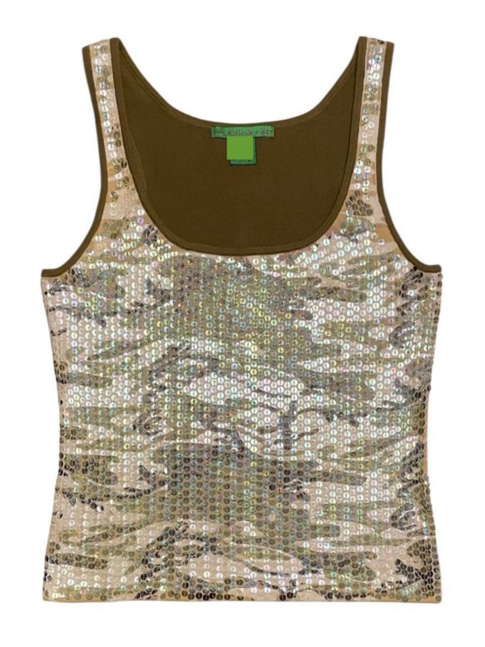 Two Girls and a Guy Camo Sequin Tank L